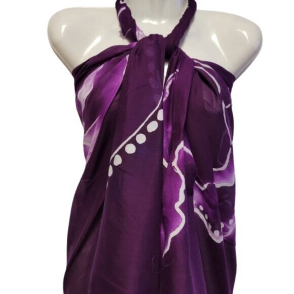 Womens Sarong Cotton Wrap, Handpainted Batik Wrapskirt Beach Pareo Beachwear-NEW - Picture 6 of 7